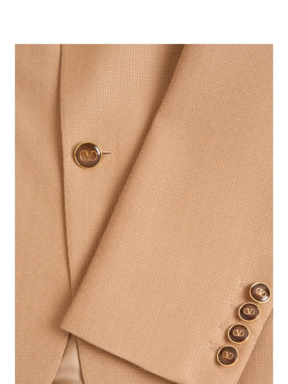 Valentino Garavani Camel Beige Hopsack Viscose Two Button Blazer 36 NWT $4750